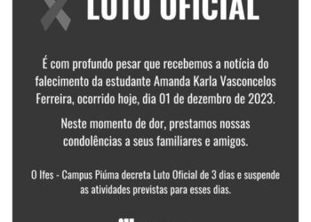 NOTA PÚBLICA OFICIAL DE FALECIMENTO DE ESTUDANTE DO IFES