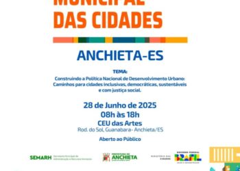 Será dia 28 deste mês a realização da 1ª Conferência Municipal das Cidades de Anchieta. O encontro será das 8 horas às 18h, no CEU das Artes, ao lado da sede do Corpo de Bombeiros, no bairro Guanabara. Com o tema “Construindo a Política Nacional de Desenvolvimento Urbano: Caminhos para cidades inclusivas, democráticas, sustentáveis e com justiça social”, a conferência é aberta ao público.