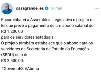 Governo do Estado anuncia pagamento de abono para servidores
