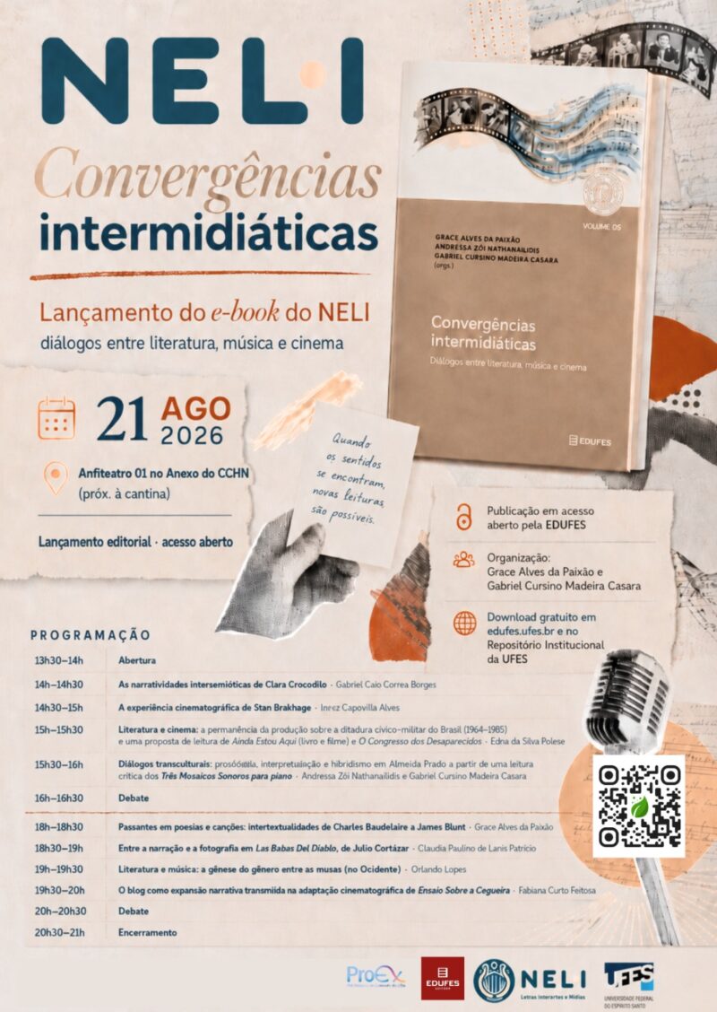 Encontro reunirá pesquisadores no CCHN para debater as conexões entre literatura, cinema e música; a coletânea explora o caráter híbrido da cultura contemporânea.