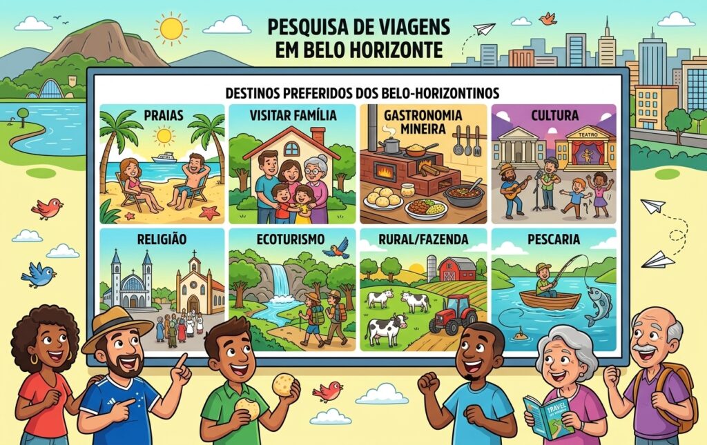 Sete em cada dez belo-horizontinos interessados em viajar afirmam que viajam menos do que gostariam. Pesquisa da Fecomércio MG mostra que o preço e um dos principais filtros na escolha do destino. A pesquisa também revela preferência por sol e praia, orçamento concentrado em viagens de até R$ 1.621 e forte influência da internet na decisão.